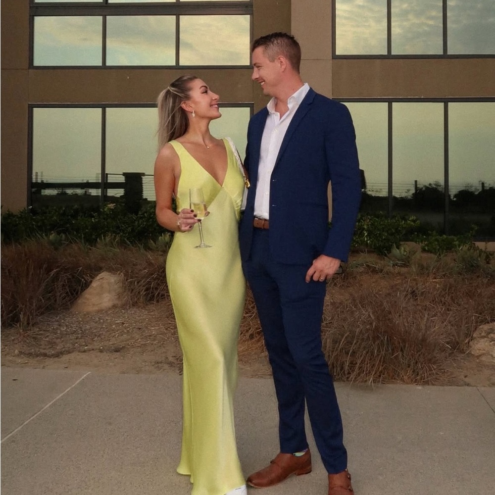 Rumored Yellow Satin Maxi Dress